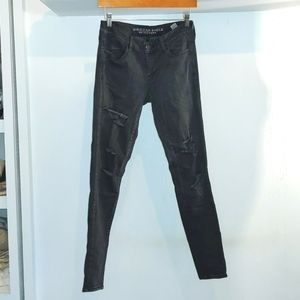 American Eagle distressed black skinny jeans